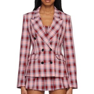 Danielle Guizio Work Capsule Pink Check Blazer Skirt Set